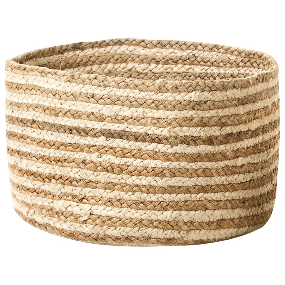 Set di 3 cestini in tessuto di iuta naturale altezza 13/14/20 cm per riporre oggetti in stile rustico Boho