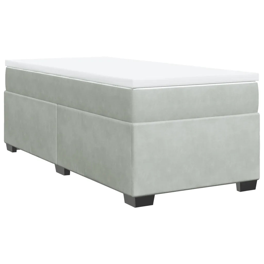Giroletto a Molle con Materasso Grigio Chiaro 90x200 cm Velluto