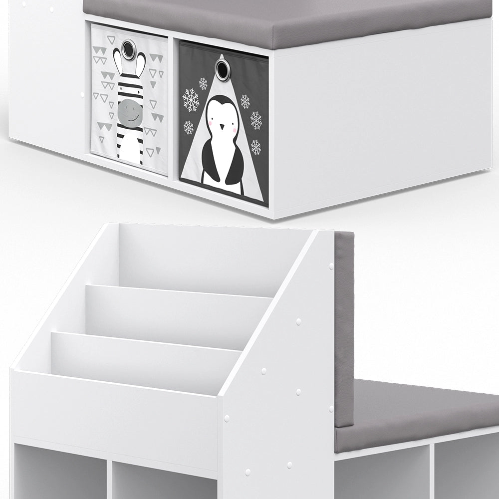 Vicco Libreria bambini Grigio 97.1 x 78.4 cm con 6 scatole pieghevoli grigio