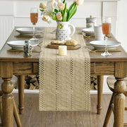 Tavolo da pranzo in tessuto marrone ruvido 30x243 cm per decorazione rustica