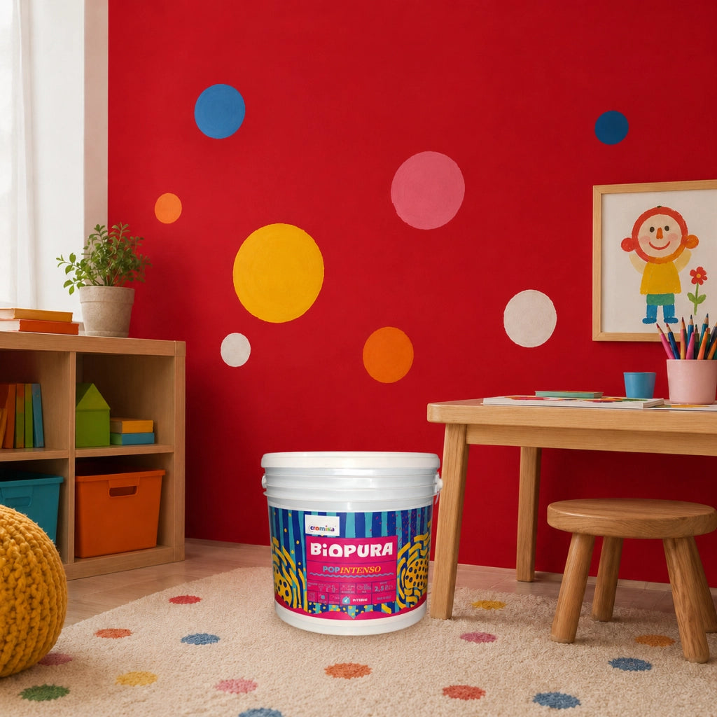 Popintenso palestra e decori interni pittura murale lavabile e coprente cromika *** formato 2.5 lt, colore- rosso mag...