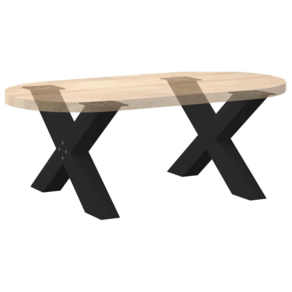 Set di 2 gambe per tavolino da caffè robuste ed eleganti a forma di X 70 x 43 cm stile moderno acciaio nero 02_0057236