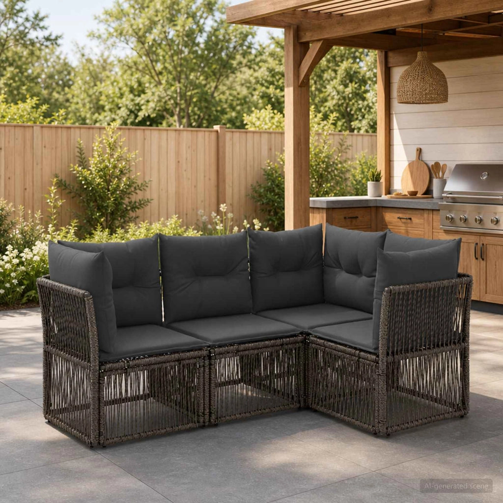 Set Divano da Giardino 4 pz Grigio polyrattan 3434210