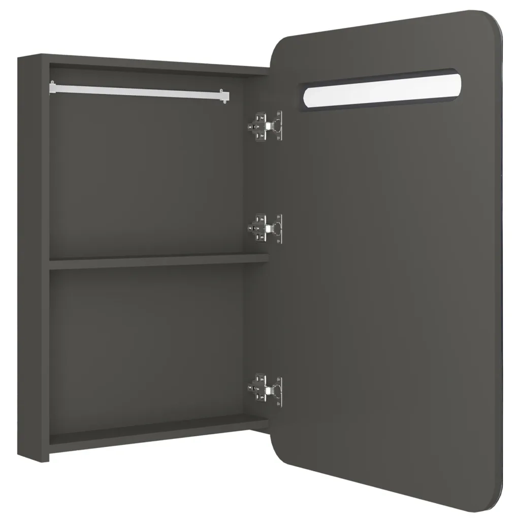 Armadietto Bagno con Specchio e LED Antracite 60x11x80 cm 326510