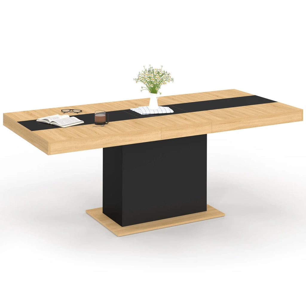 IDMarket - Tavolo da pranzo rettangolare allungabile EDEN 6-10 persone in legno e fascia centrale nera 160-200 cm
