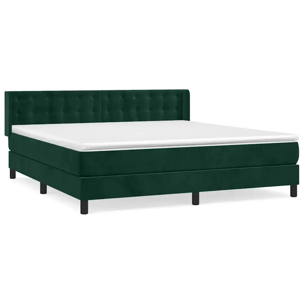 Giroletto a Molle con Materasso Verde Scuro 180x200 cm Velluto 3131216