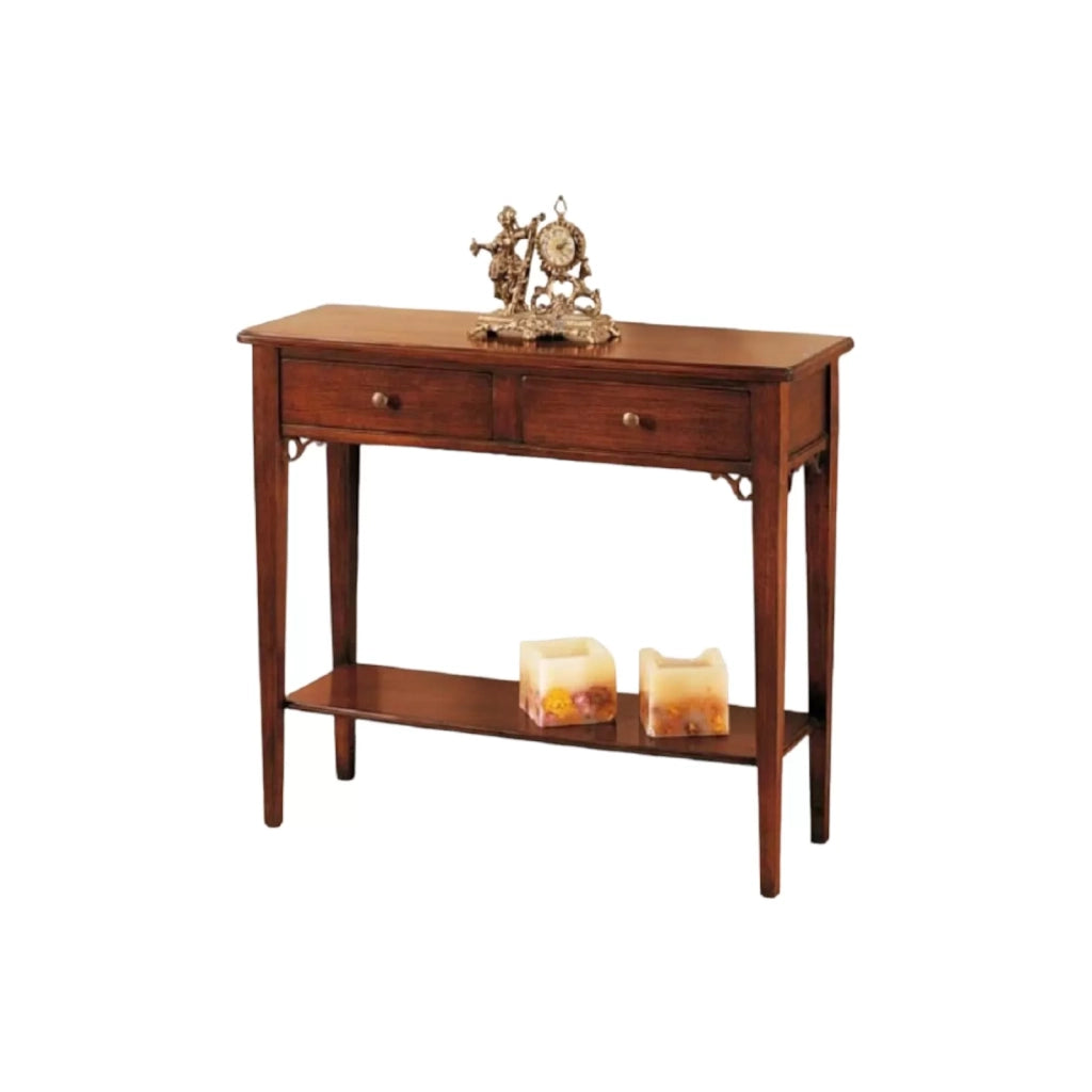 Consolle 2 cassetti in legno massello tinta noce l.90 p.31 h.77 - Mobili 2G