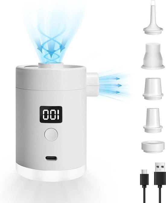 Pompa aeree elettrica con batteria ricaricabile: 4000 mAh batteria ricaricabile luminosa e rapida per gonfiare e sgonfiare con lampada per l'aria per lettini da bagno
