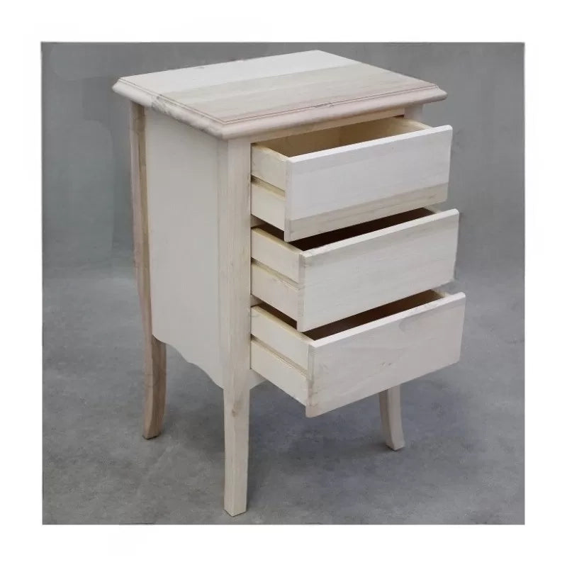 comodino classico 3 cassetti legno grezzo 45x34x71 (3022) - Mobili 2G