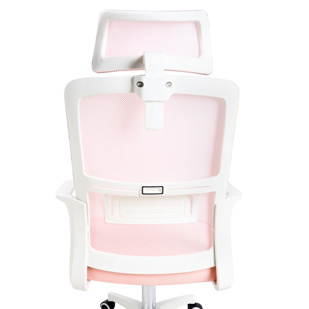 Sedia da ufficio con base girevole e poggiatesta regolabile in altezza con rete Home Office Rosa pastello stile moderno