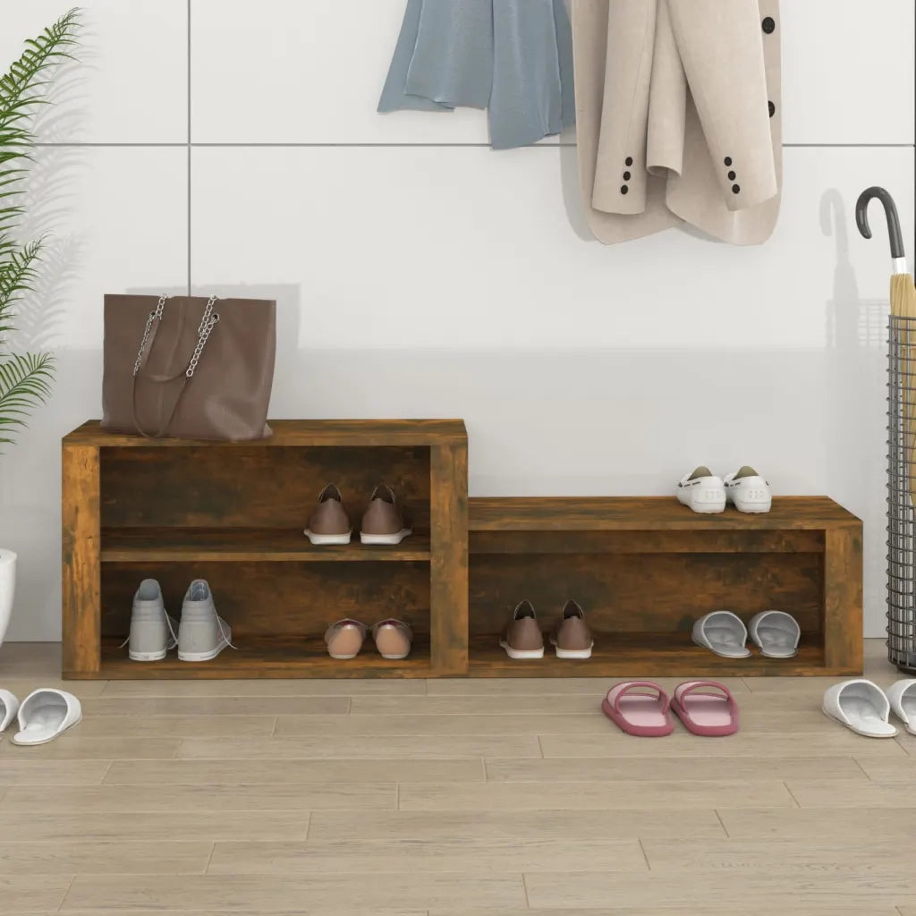 Scarpiera-Scaffale per scarpe Rovere Fumo 150x35x45 cm in Legno Multistrato
