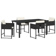 Set da Pranzo per Giardino con cuscino 5 pz | Set Salotto da Giardino Nero polyrattan