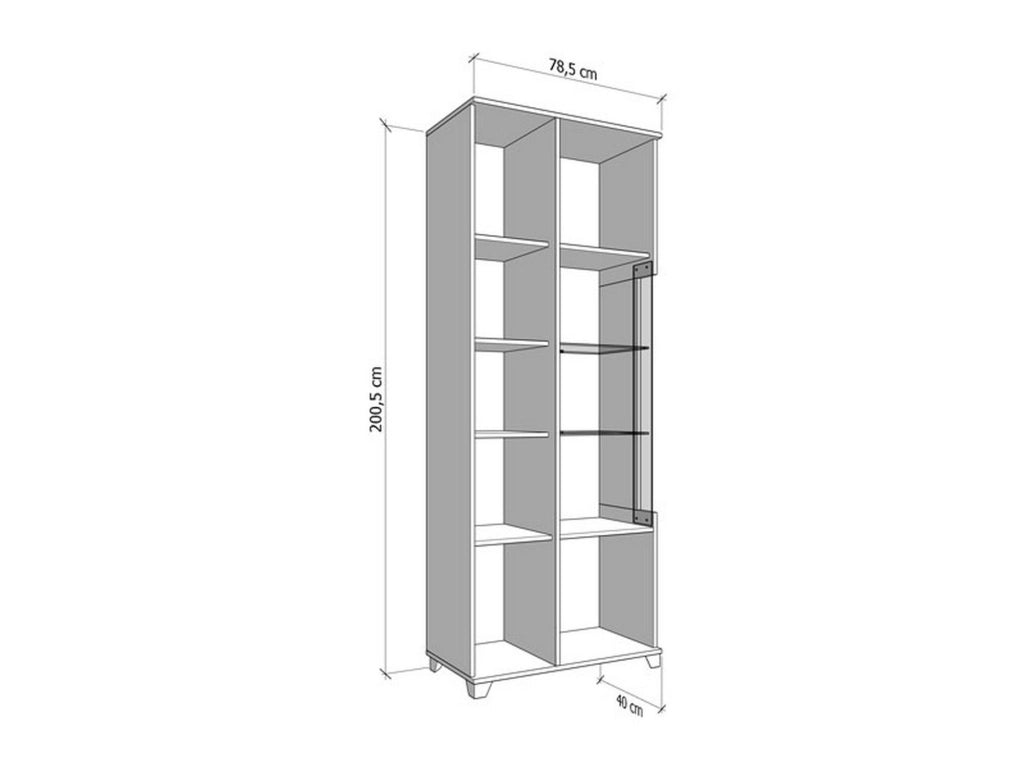 Mobile Espositore Arentino, Vetrina 8 Ripiani, 78.5x40x200.5h cm Bianco
