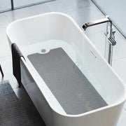 Matte antiscivolo per doccia 100 x 40 cm, lunghezza extra, con drenaggio, materasso per doccia in PVC morbido con loofah, matto per doccia rapido asciugamento per ambienti umidi senza presa di vuoto grigio
