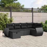 Set Divano da Giardino 6 pz con Cuscini Nero in Polyrattan 3264101