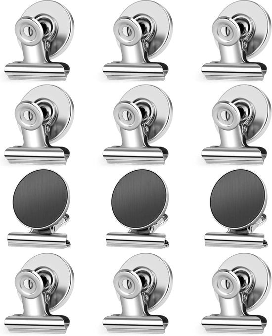 Pacco da 12 clip magnetica, magneti per lavagna per lavagne magnetiche, clip magnetica per frigorifero con adesivi abrasione-resistenti, clip metallica magnetica, clip magnetica forte per foto, borse, attività DIY - argento