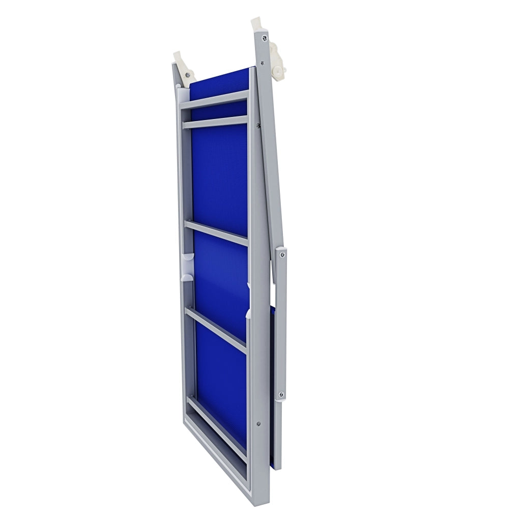 Lettino Sdraio Prendisole Professionale Richiudibile In Alluminio E Textilene con Tettino Parasole Orientabile Lettino Relax Mare Spiaggia Piscina Giardino Solarium 182 x 60 x 38 Cm Blu