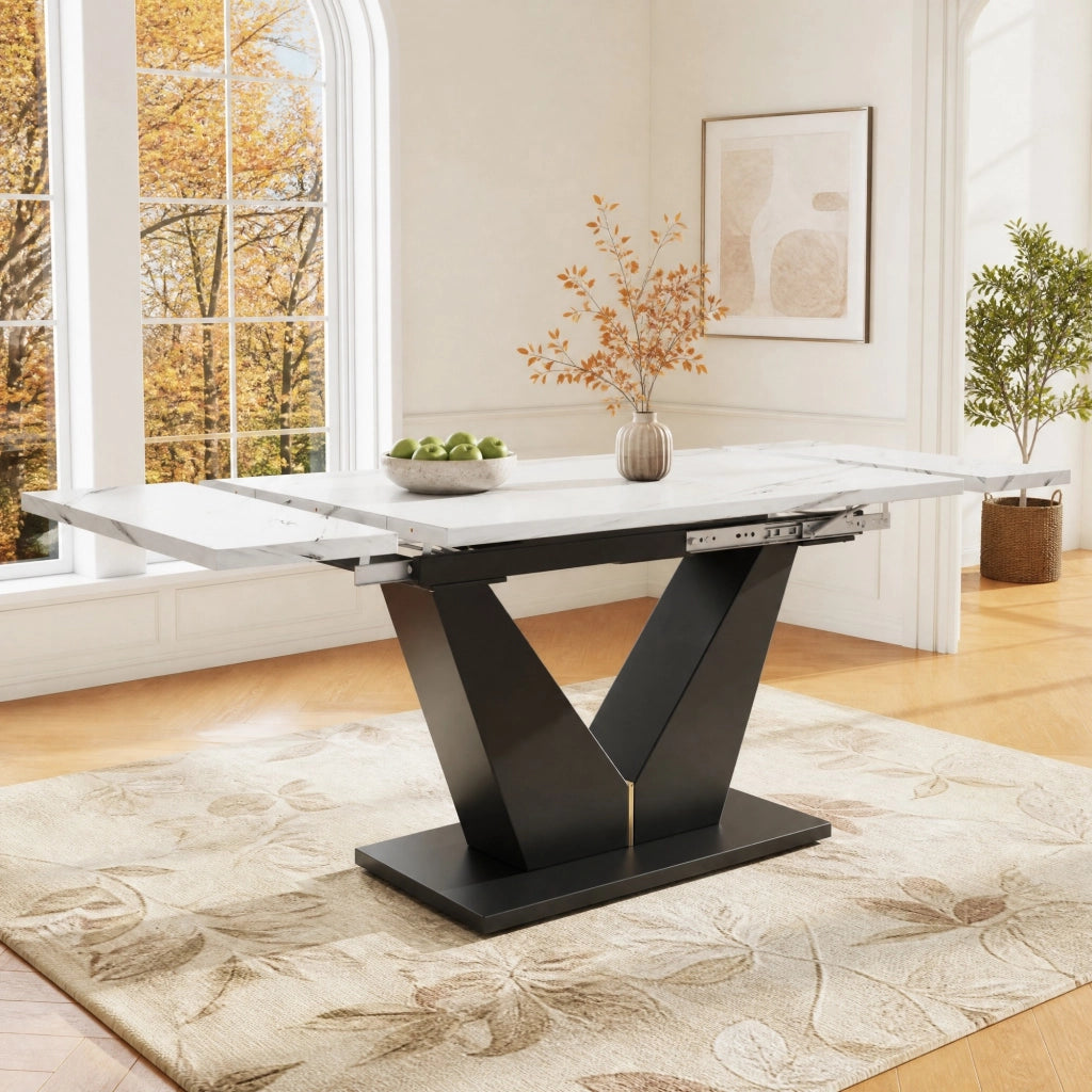 TAVOLO DA PRANZO ALLUNGABILE 99-159x75x75 cm MDF BIANCO E NERO