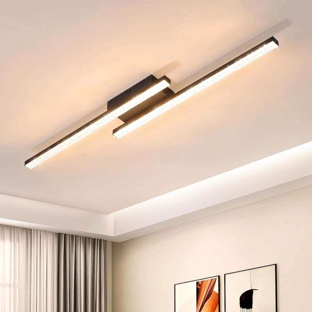 ZMH Lampada da soffitto plafoniera LED 12W nera metallo cristallo luce calda per camera letto corridoio cucina soggiorno