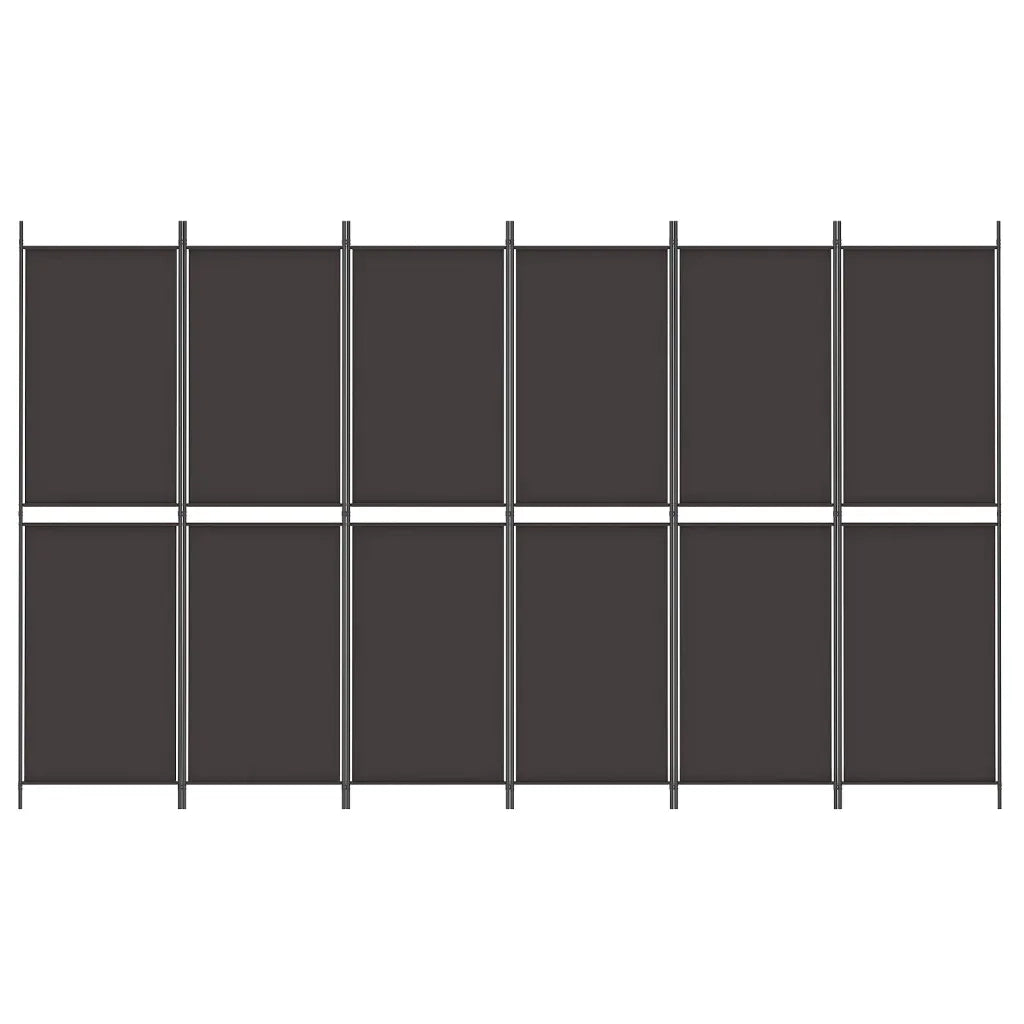 Divisorio a 6 Pannelli Marrone 300 x 180 cm in Tessuto 350223
