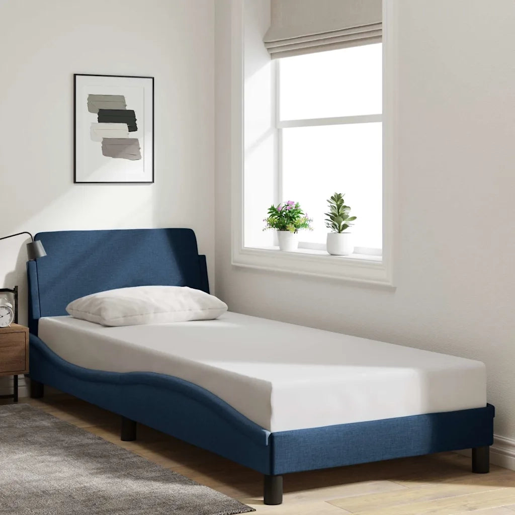 vidaXL Giroletto con Testiera senza Materasso Blu 90x190 cm Tessuto
