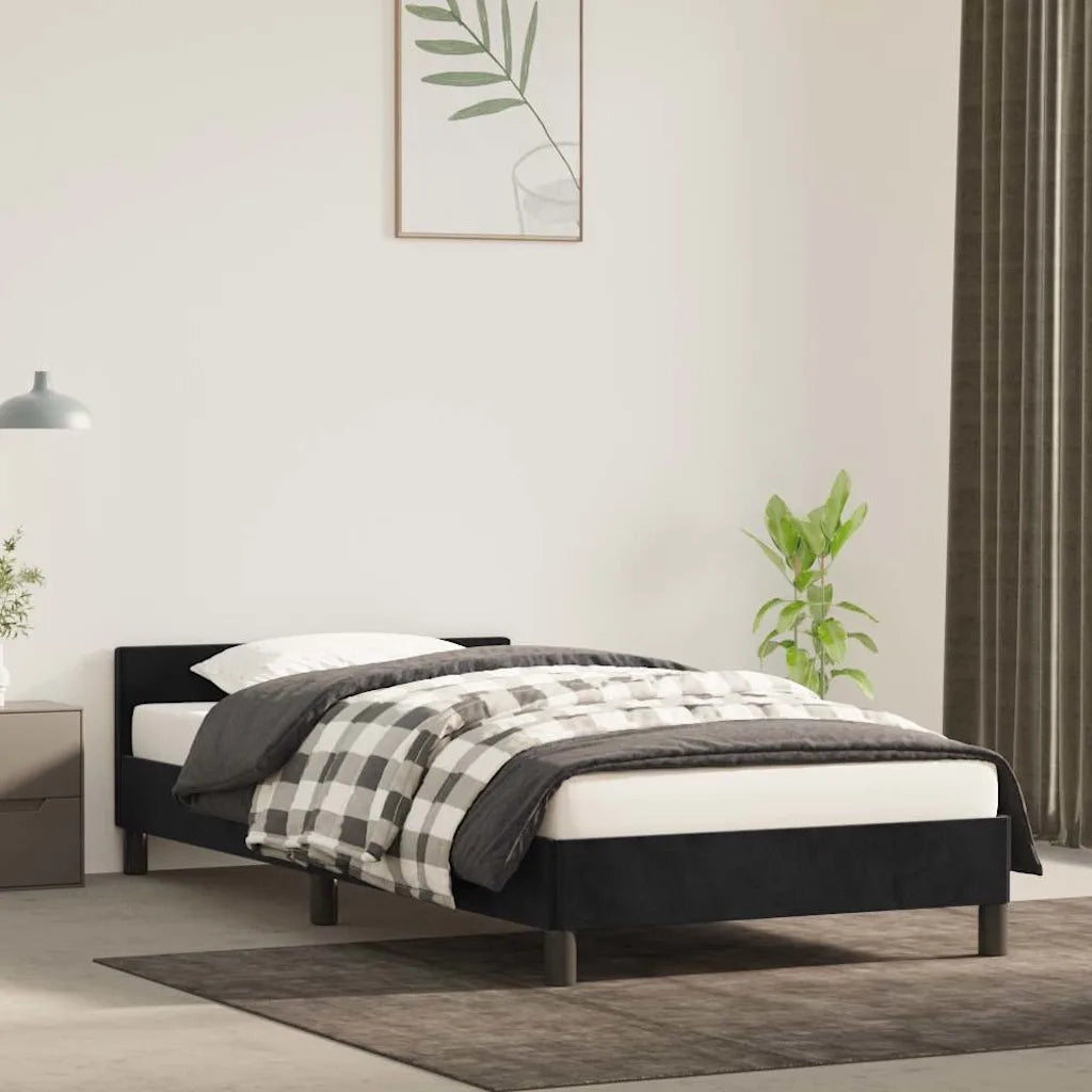 Giroletto con Testiera senza Materasso Nero 90x200 cm Velluto 347551