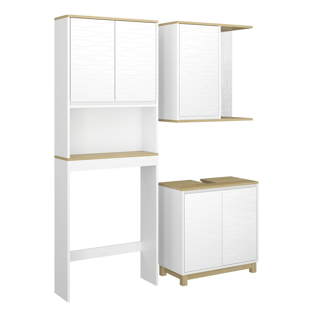 Vicco Set di mobili da bagno Bianco/quercia 3 parti