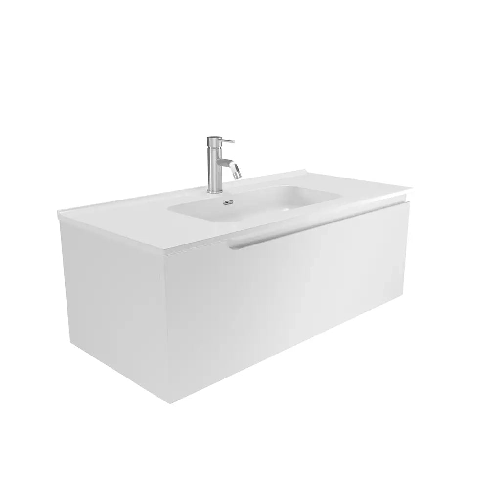 Mobile bagno sospeso 80 cm un cassetto bianco opaco con lavabo  | Moor