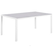 Tavolo da pranzo da giardino Piano in vetro temperato grigio Struttura in alluminio bianco 160 x 90 cm