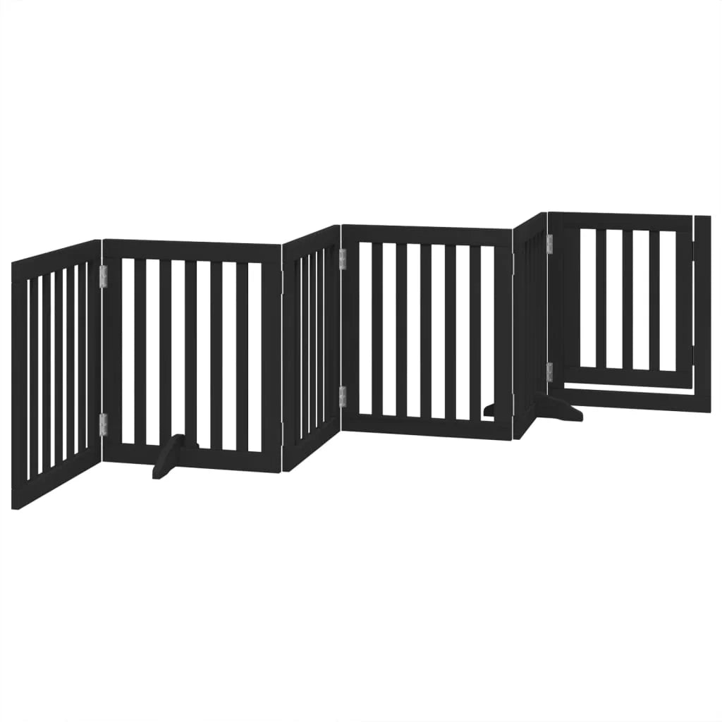 Cancelletto e porta di sicurezza per animali domestici 6 pannelli legno di pioppo nero 02_0023365