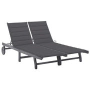 Lettino prendisole sedia a sdraio lettino prendisole letto da giardino mobili da esterno per patio 2 posti con cuscino grigio acacia 02_0012226