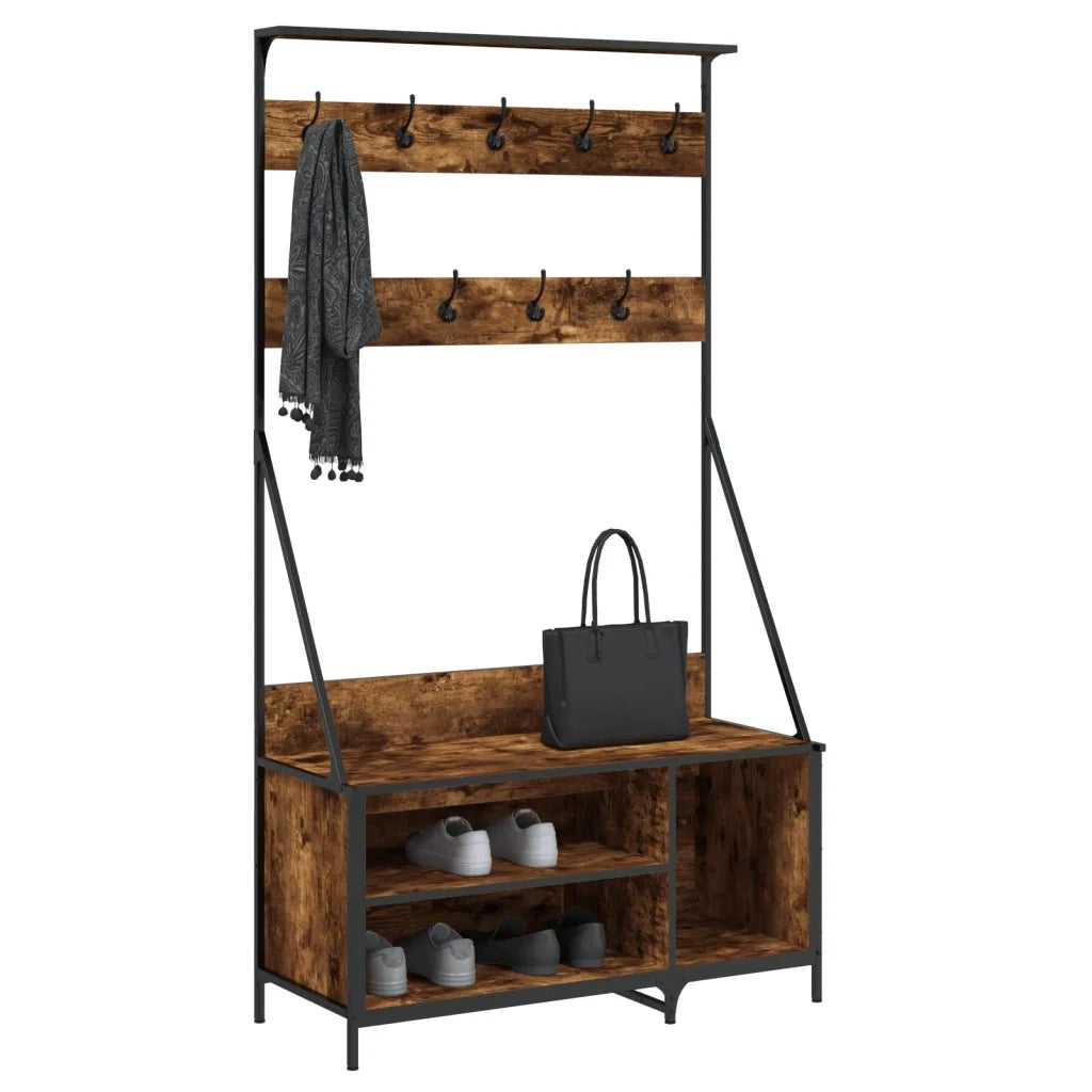 Appendiabiti con Porta Scarpe Rovere Fumo 100x41x184 cmcod mxl 84396