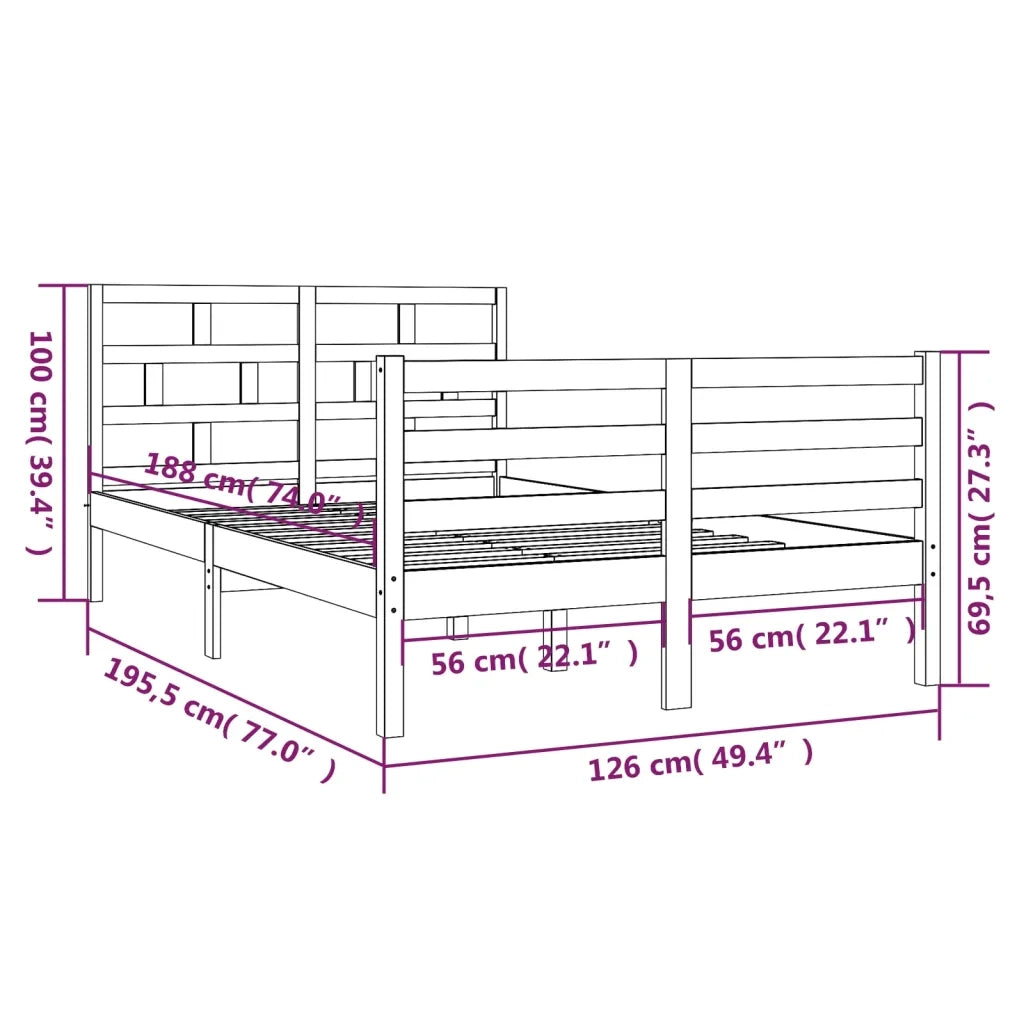 Giroletto-Struttura Letto Bianco 120x190 cm Small Double in Legno Massello 161803