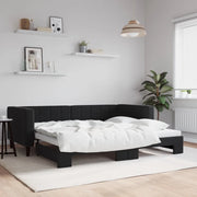 Divano Letto con Letto Estraibile-Sofa Letto-Daybed Nero 90x200 cm in Velluto 473115