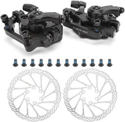 Set di freni a disco universale - Materiale: alluminio - Per freni anteriori e posteriori - Diametro esterno 160 mm - Alta resistenza - Compreso di viti e dischi - Freni set