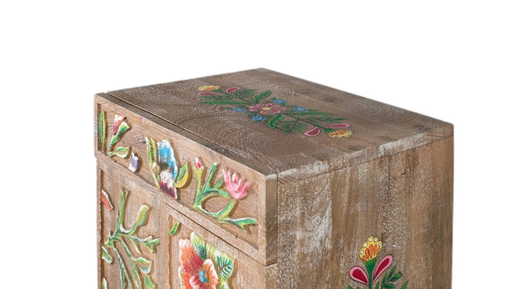 Credenza in legno di mango con dettagli dipinti a mano