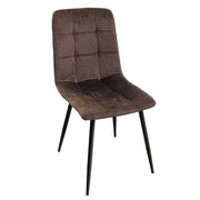 POLTRONA DI VELLUTO IMBOTTITA MARRONE SCHIENALE ALTO GAMBE IN METALLO NERO 44X41X88 CM SET 4PZ