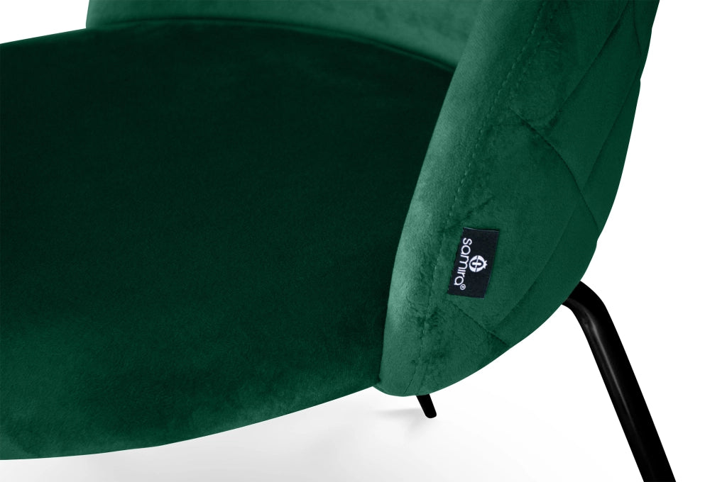 Set di 2 sedie da pranzo imbottite in velluto verde scuro piede nero – Nicole - SD30NIPN