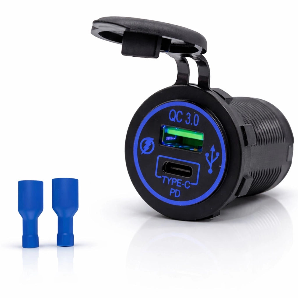 Caricabatterie presa doppia USB TYPE-C 12V 24V per auto furgone autobus 15816