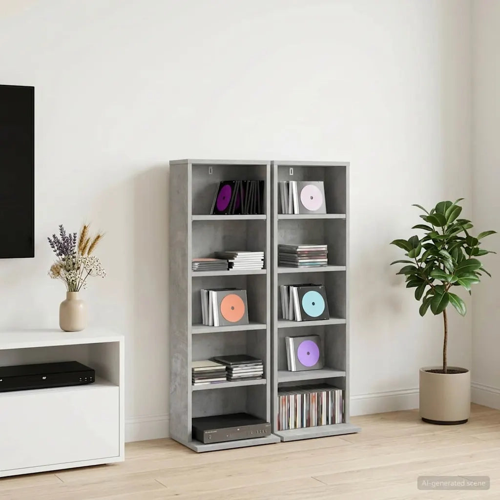 Mobile per CD 2 pz Grigio Cemento 33 x 23,5 x 97,5 cm 8012697
