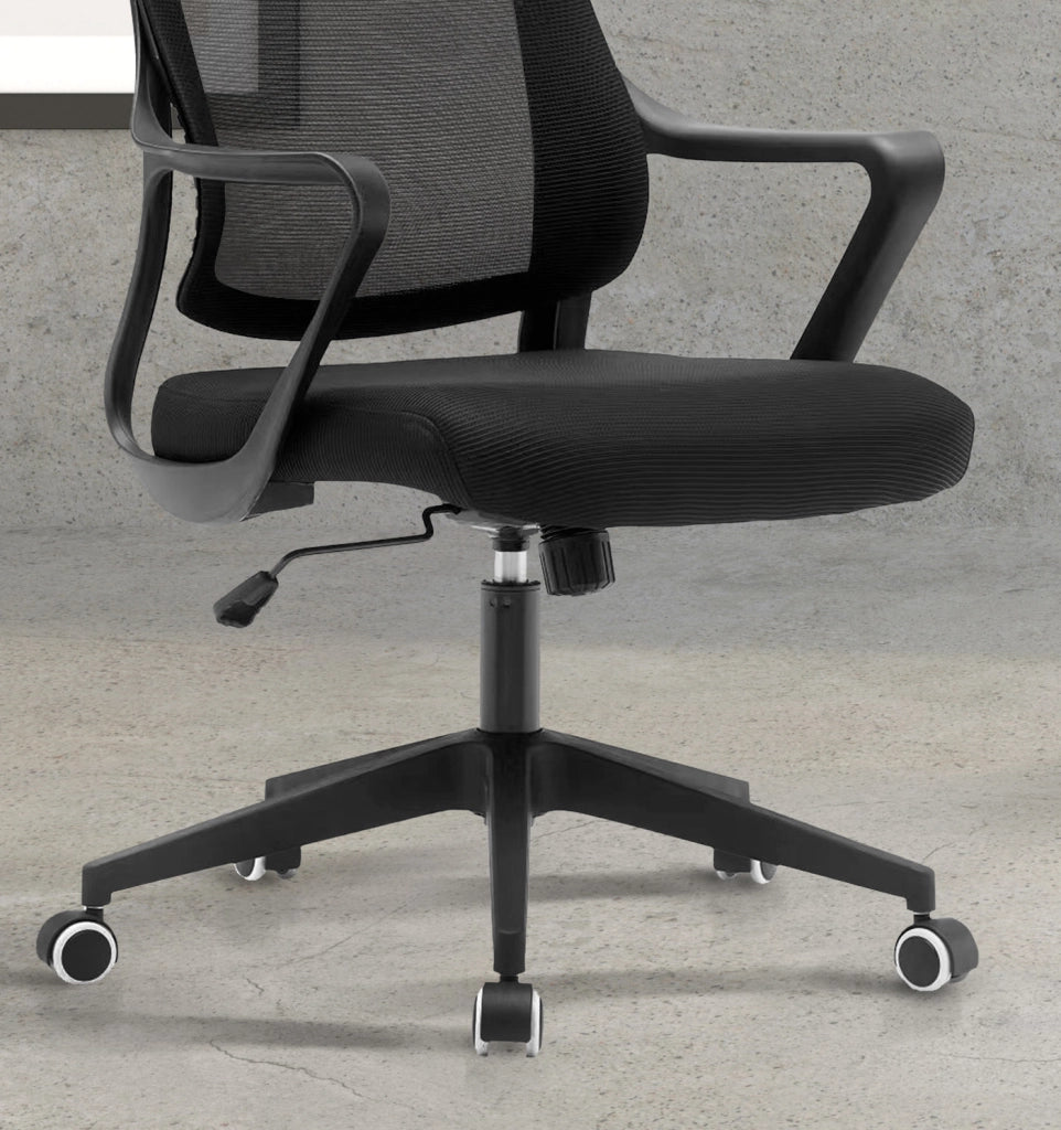 Sedia studio Hispanohogar altezza regolabile in tessuto nero 127x67x69