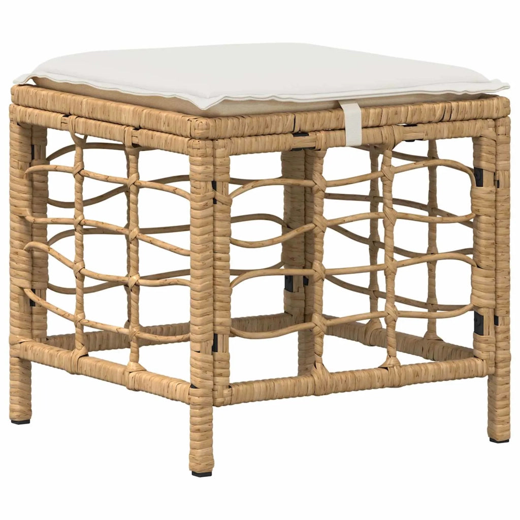 Set da Pranzo per Giardino con cuscino 4 pcs Naturale e Bianco