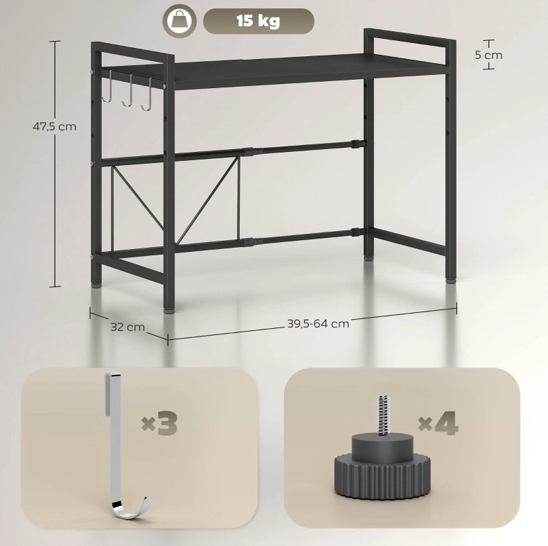 Scaffale porta microonde estensibile in metallo nero