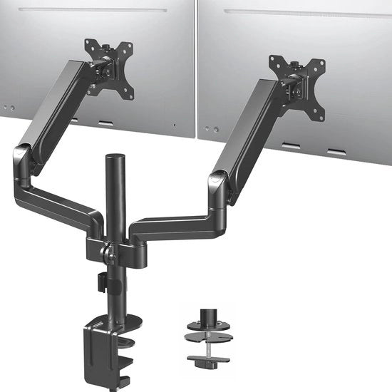 Supporto per Monitor a Doppia Articolarscissoria per Schermi da 17 a 32 Pollici - Regolazione di Altezza Pneumatica e Design a Sospensione Completa