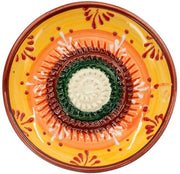 Raspiera ceramica - Ideale per gherkin, formaggio Parmigiano, ecc. - Design: arancione, giallo e verde - Diametro: 12 cm - Fatto a mano e decorato a mano - Realizzato in Spagna