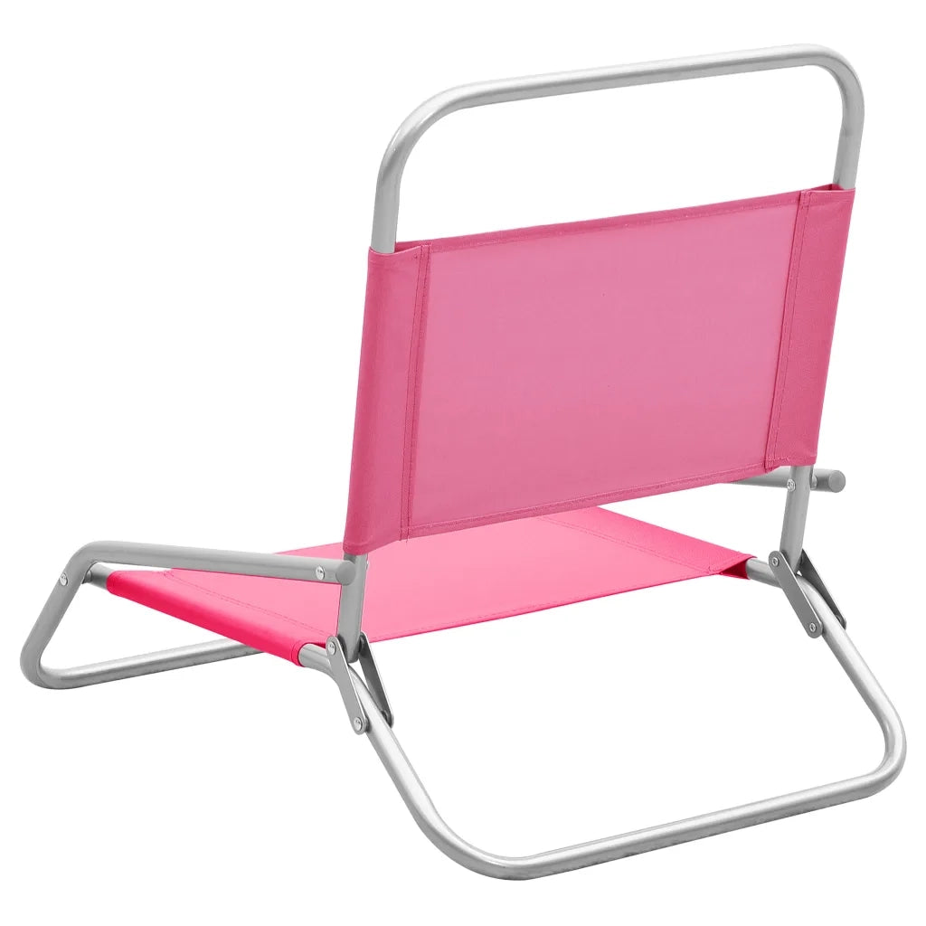 Sedie da Spiaggia Pieghevoli 2 pz Rosa in Tessuto 310372