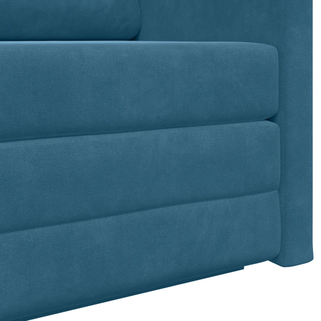 Divano da Pavimento Letto 2-in-1 Blu 124x204x61 cm Velluto