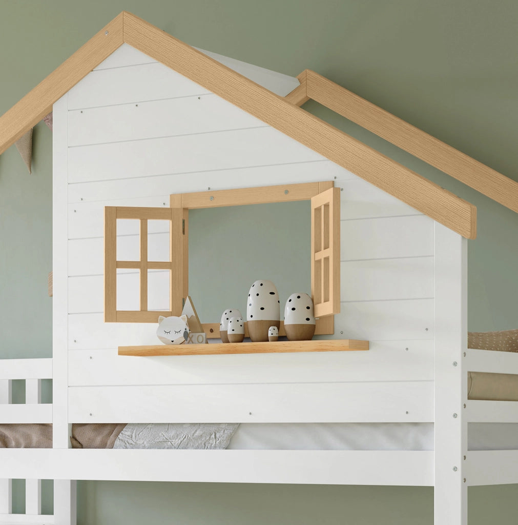 Letto a castello in legno 90x200 cm con scale contenitive e cassetti