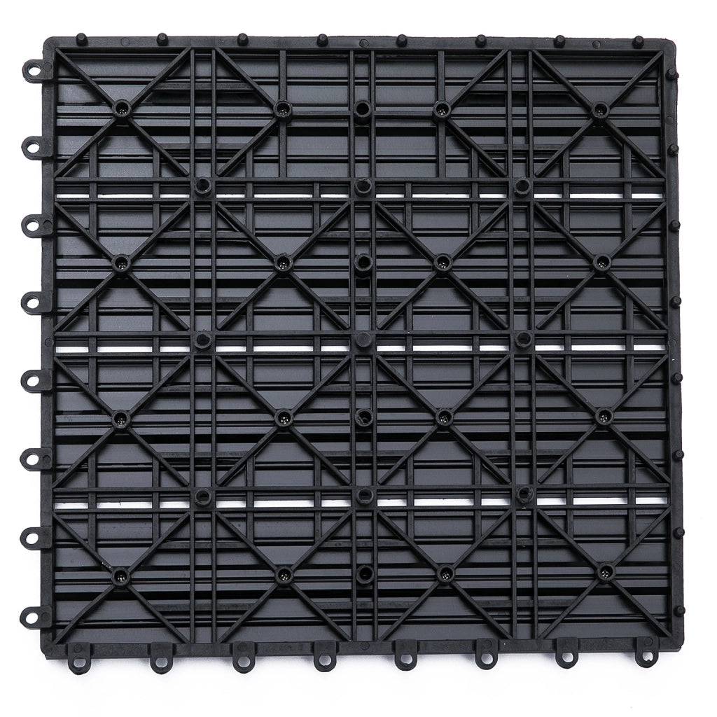 EasyComfort Set 11 Piastrelle per Esterni ad Incastro Antiscivolo in HDPE Riciclato, 30x30x2.2 cm, Grigio