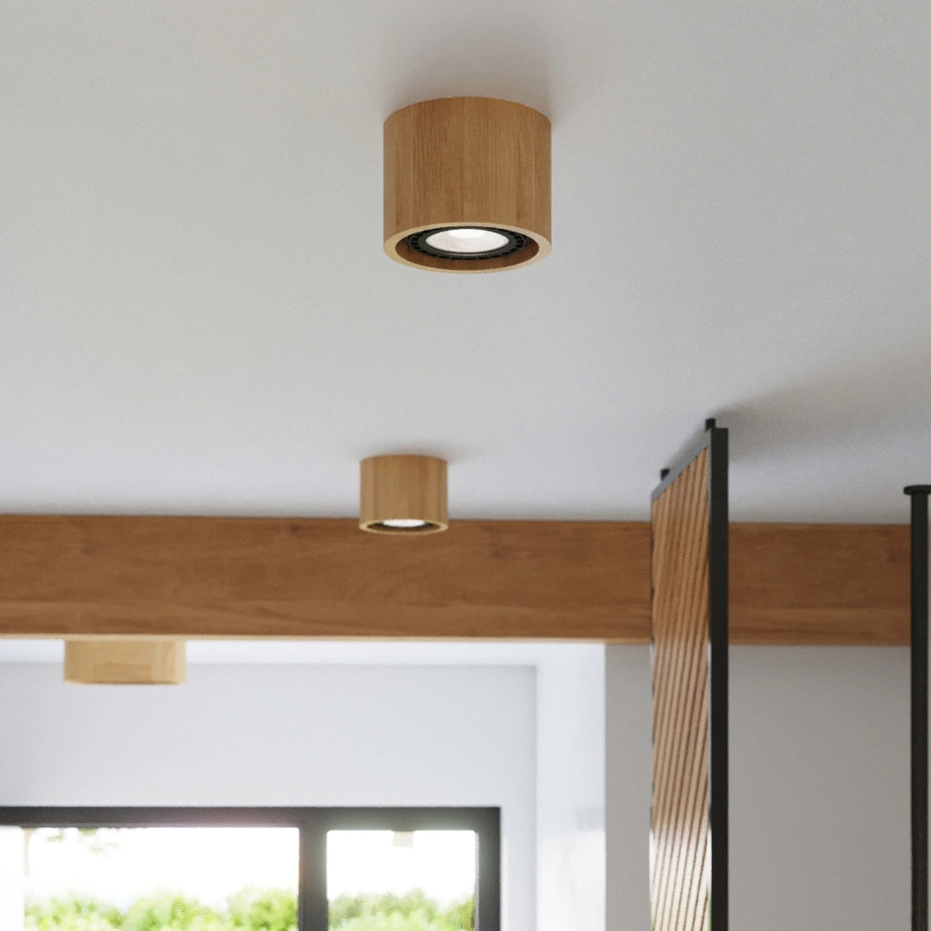 Faretto soffitto legno chiaro ovale doppio 2xGU10 10W